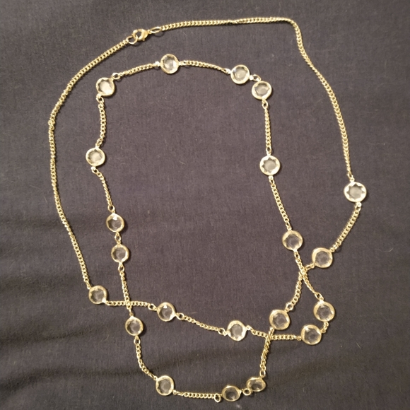 Source Unknown Jewelry - 3 for💲25🌟long 59 silver-tone flapper station necklace clear plastic bling gems